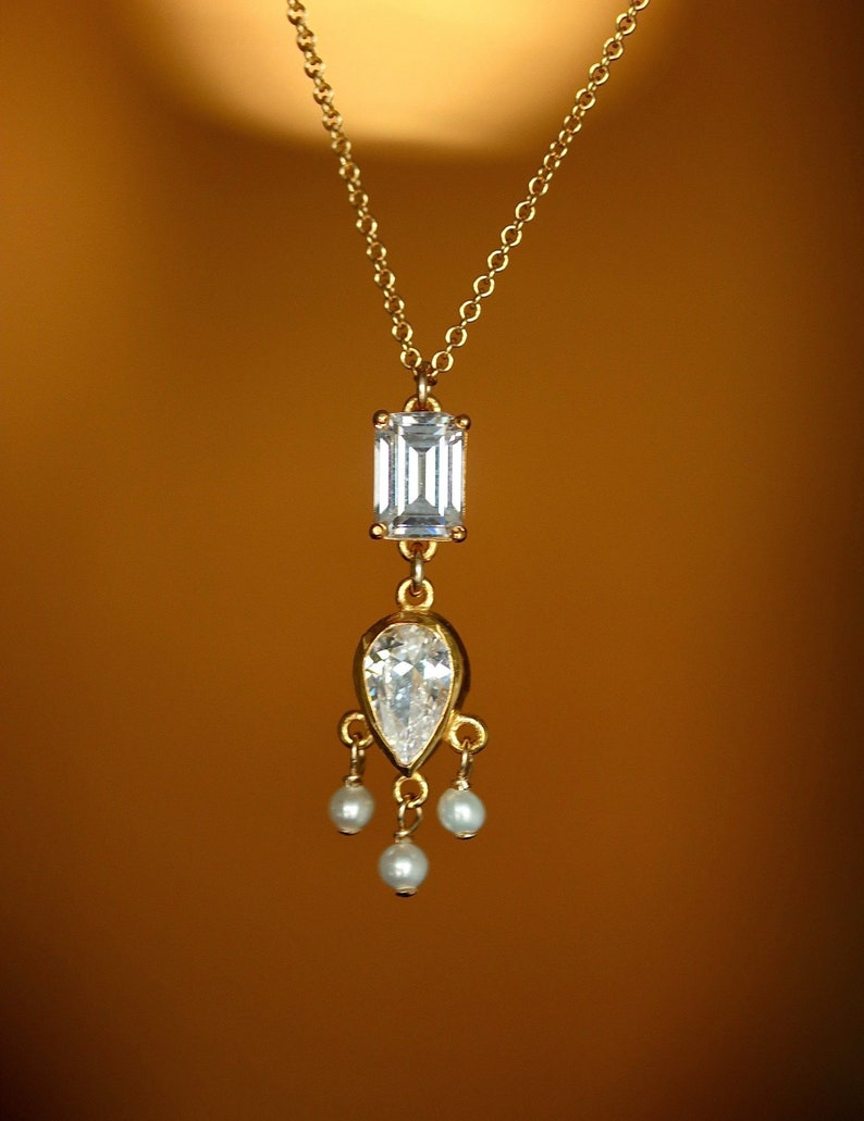 Emerald cut cz necklace Clearance