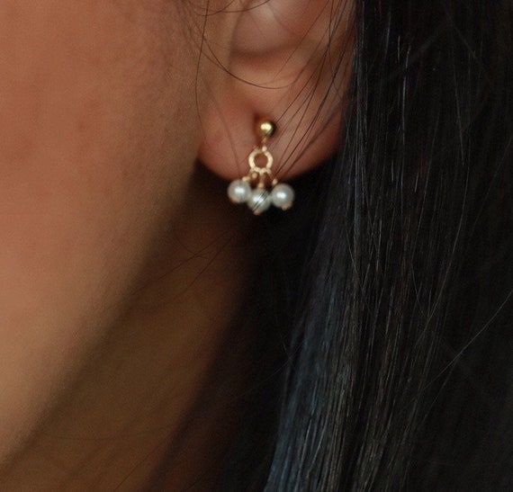 Dangling Pearl Earrings 14k Gold Earrings Hypoallergenic June