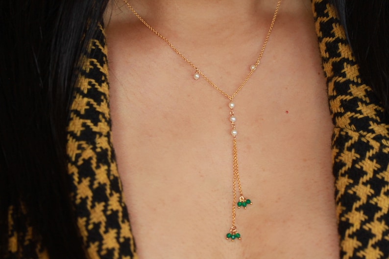 Dainty Gold Lariat Necklace/14k Gold Filled Y Necklace/ Etsy