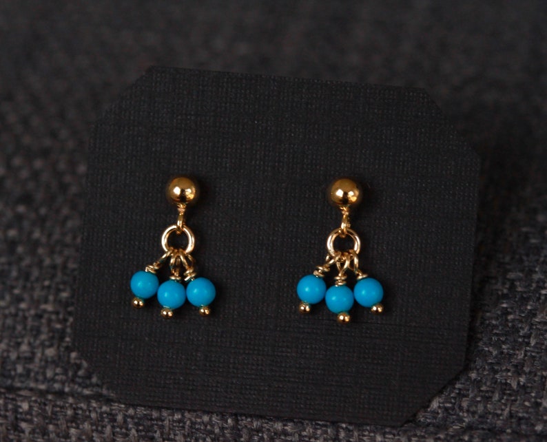 Dangling Turquoise Earrings/ 14k Gold Earrings/ | Etsy