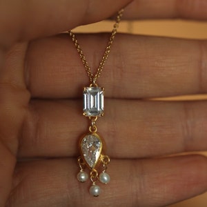 Emerald cut cz necklace Clearance