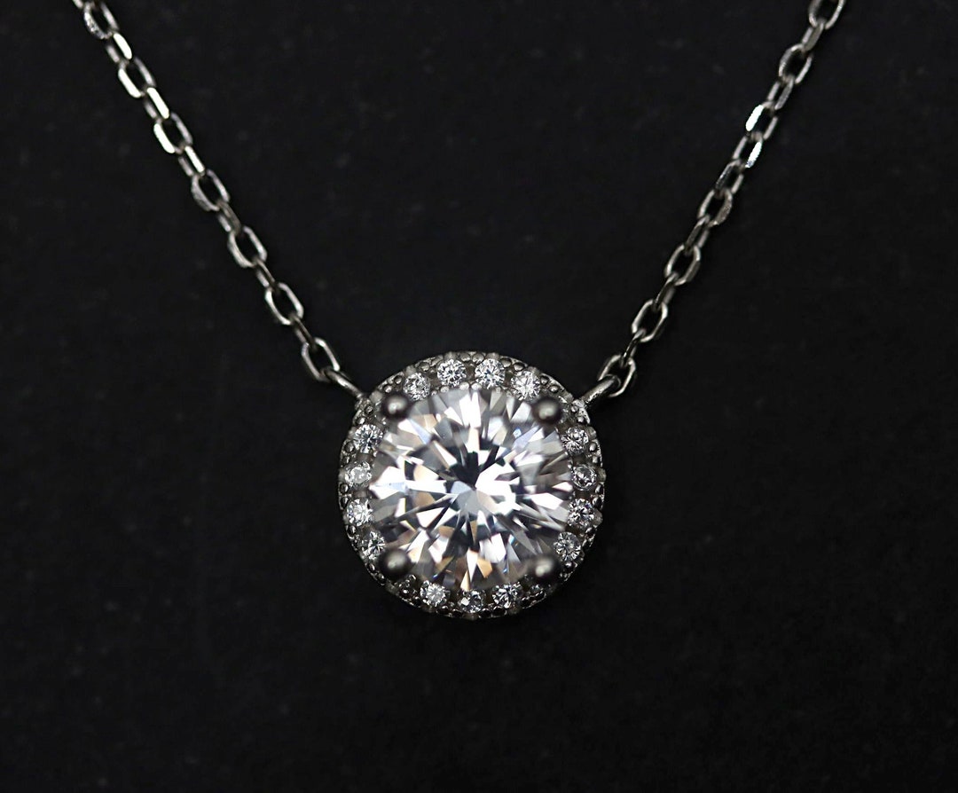 thumbnail interactive-video image 1 of White Pearl Necklace With Diamond Halo - Gold Plated Bridal Jewelry With Extender Chain 1 of 9