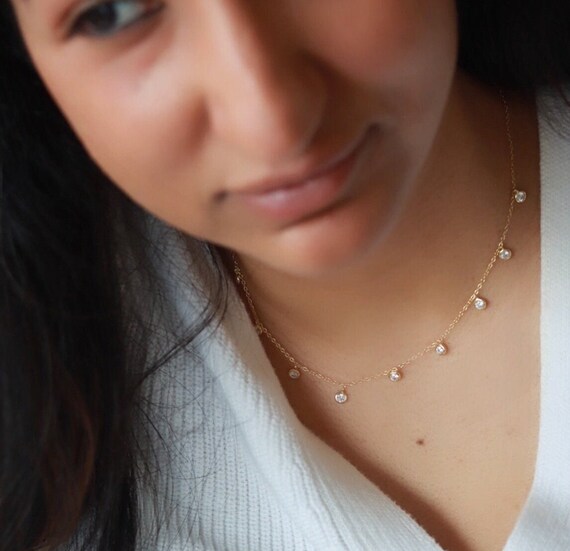 Tiny diamond deals station necklace