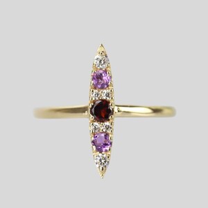 14k Solid Gold Art Deco Ring, Navette ring, arrow ring, garnet ring, amethyst ring, marquise ring, marquise wedding ring