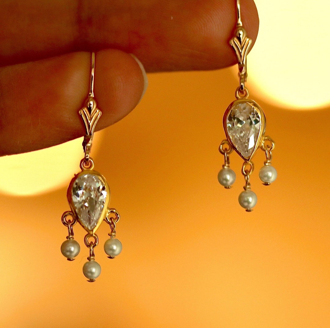 Unique Chandelier Earrings Victorian Pearl Earrings Art Deco Etsy