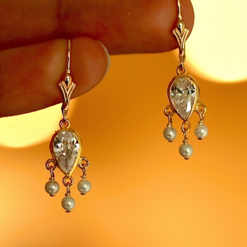 Unique Chandelier Earrings Victorian Pearl Earrings Art Deco Etsy