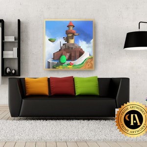 Whomp's fortress Mario 64 50x50 cm Canvas print image 1