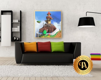 Fortezza di Whomp Mario 64 50x50 cm Stampa tela