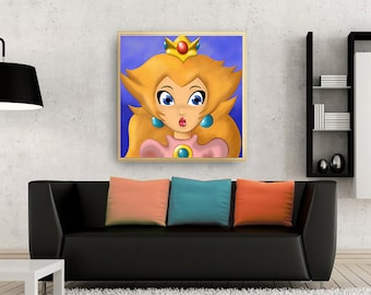 Princess Peach Painting Mario 64 50X50CM Canvas Print