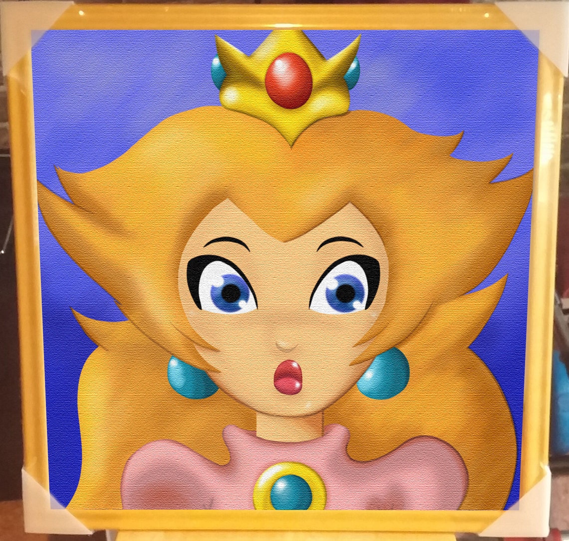 Princess Peach Painting Mario 64 50X50CM Canvas Print Etsy