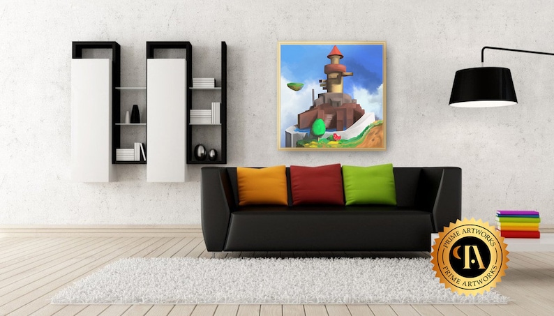 Whomp's fortress Mario 64 50x50 cm Canvas print image 1