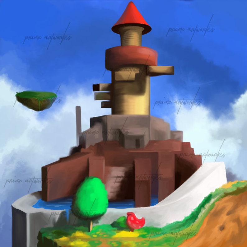 Whomp's fortress Mario 64 50x50 cm Canvas print image 5