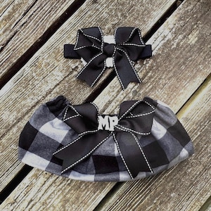 Falda a cuadros estilo búfalo y lazo a juego. Ropa para cerdos, ropa para cerdos barrigones.