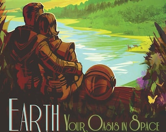 NASA Visions of the Future Wood Magnet: EARTH