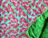 Watermelon Flannel Swaddle Baby Blanket-Double Sided Flannel Receiving Blanket-Flannel Swaddle Blanket- Watermelon Blanket -Handmade