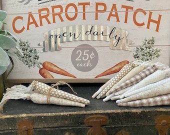 Neutral Carrots/Set of 3 Fabric Carrots/Easter Decoration/Fabric Carrots/Handmade Fabric Carrots/Cloth Carrots/Vintage Trim