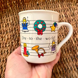 Vintage Hallmark Christmas Mug, Rejoice! Rejoice! Joy to the World! Coffee Mug