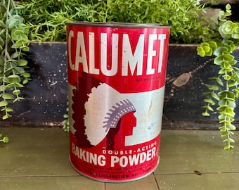 Vintage Calumet Baking Powder Tin with Lid 1960s