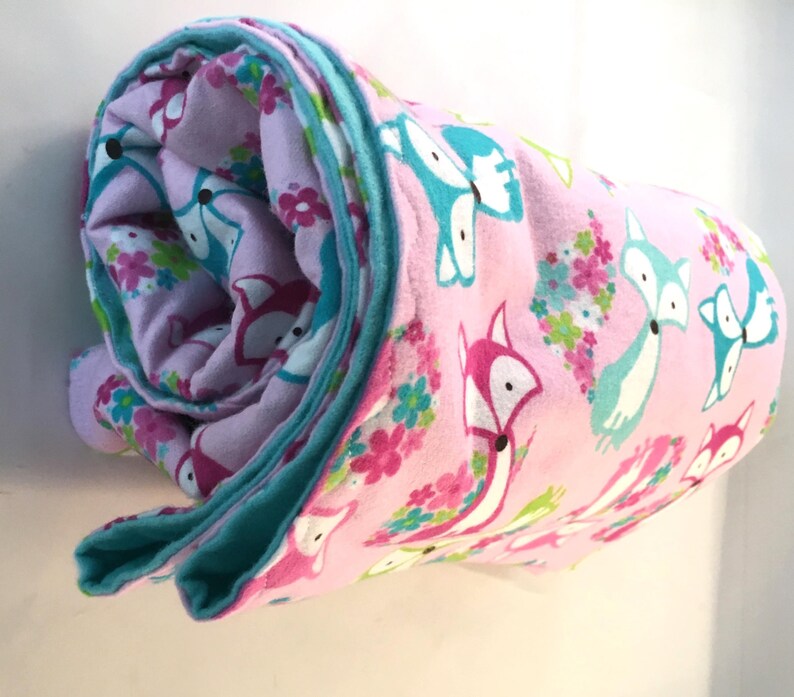 Pink and Aqua Fox Swaddle BlanketDouble Sided Flannel Etsy