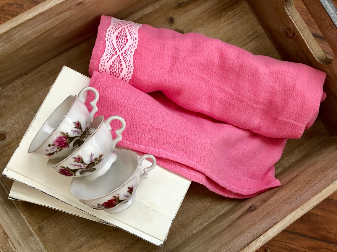 Pink Gauze With White Lace Baby Blanketsingle Gauze Baby Etsy