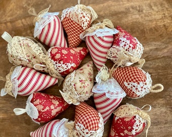 Handmade Fabric Strawberries, Vintage Lace Spring Decoration