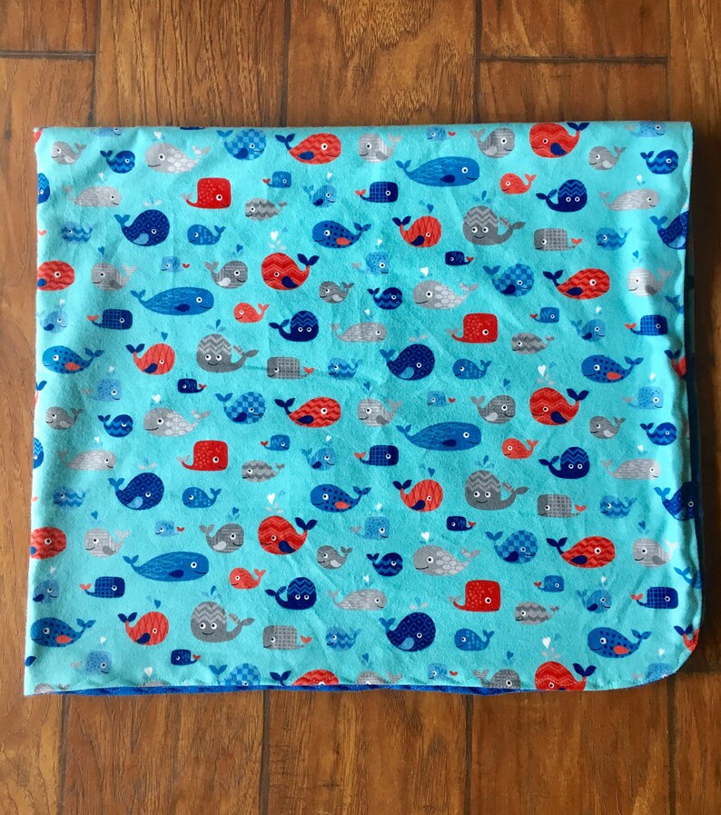 Playful Whales Swaddle BlanketDouble Sided Flannel Receiving Etsy