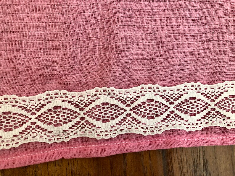 Pink Gauze With White Lace Baby Blanketsingle Gauze Baby Etsy