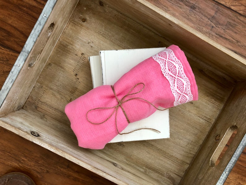 Pink Gauze With White Lace Baby Blanketsingle Gauze Baby Etsy
