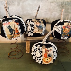 Primitive Embellished Pumpkin, Mod Podge Primitive Pumpkin, Black Primitive Pumpkins, Sold Separately
