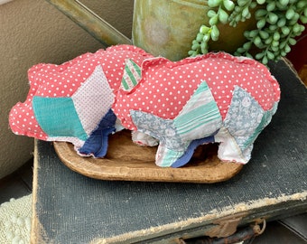 Cutter Quilt Pigs, Vintage Quilt Pigs, Quilt Pig Bowl Fillers, Repurposed Quilt Pig Pillows - Sold Separate