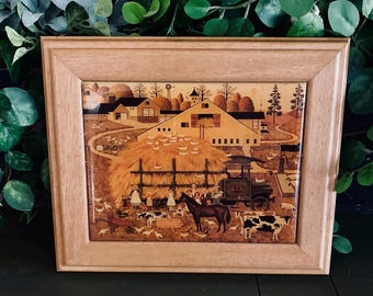 Fall Framed Farm Scene, Gorgina's Country Creations Plaque, Collector Wall Plaque