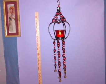 Halloween Pumpkin Chime Hanging Decor: Battery Tea Light, Crystals & Bells, unique, unusual, art decor