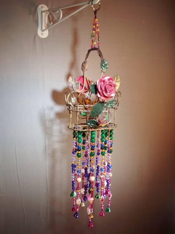 Victorian Sale Small Rose Basket Hanging Decor Great Etsy