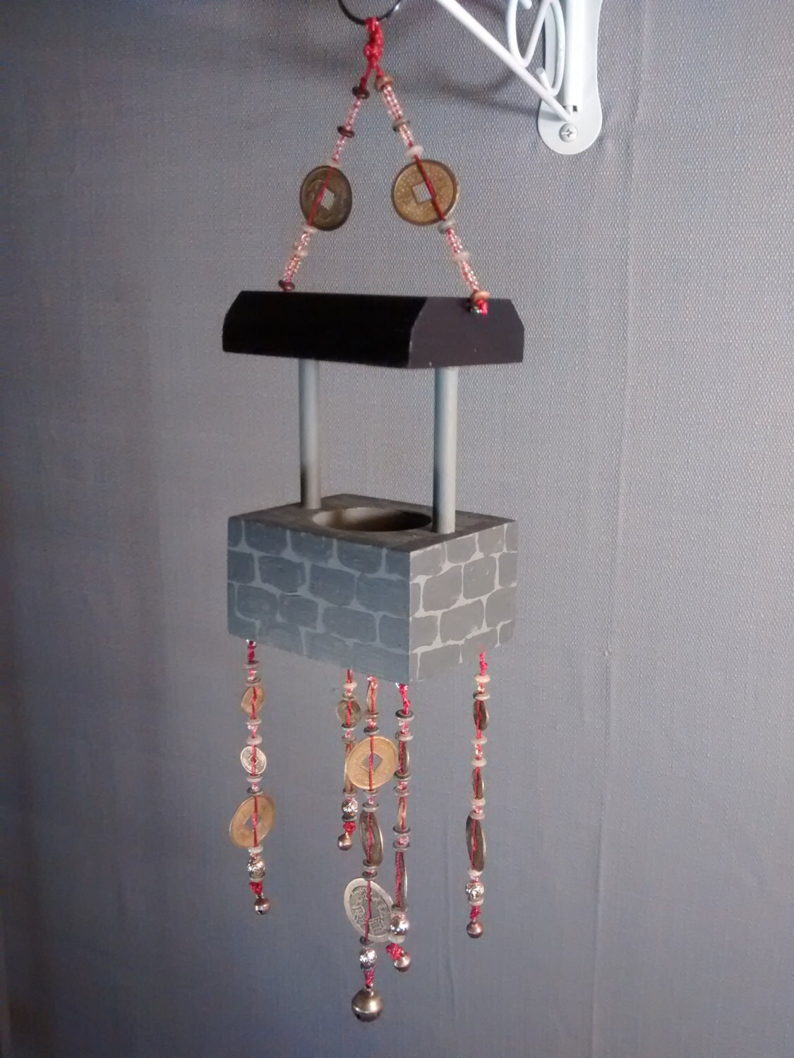 SALE lucky wishing well Chinese coins hand painted wood Etsy