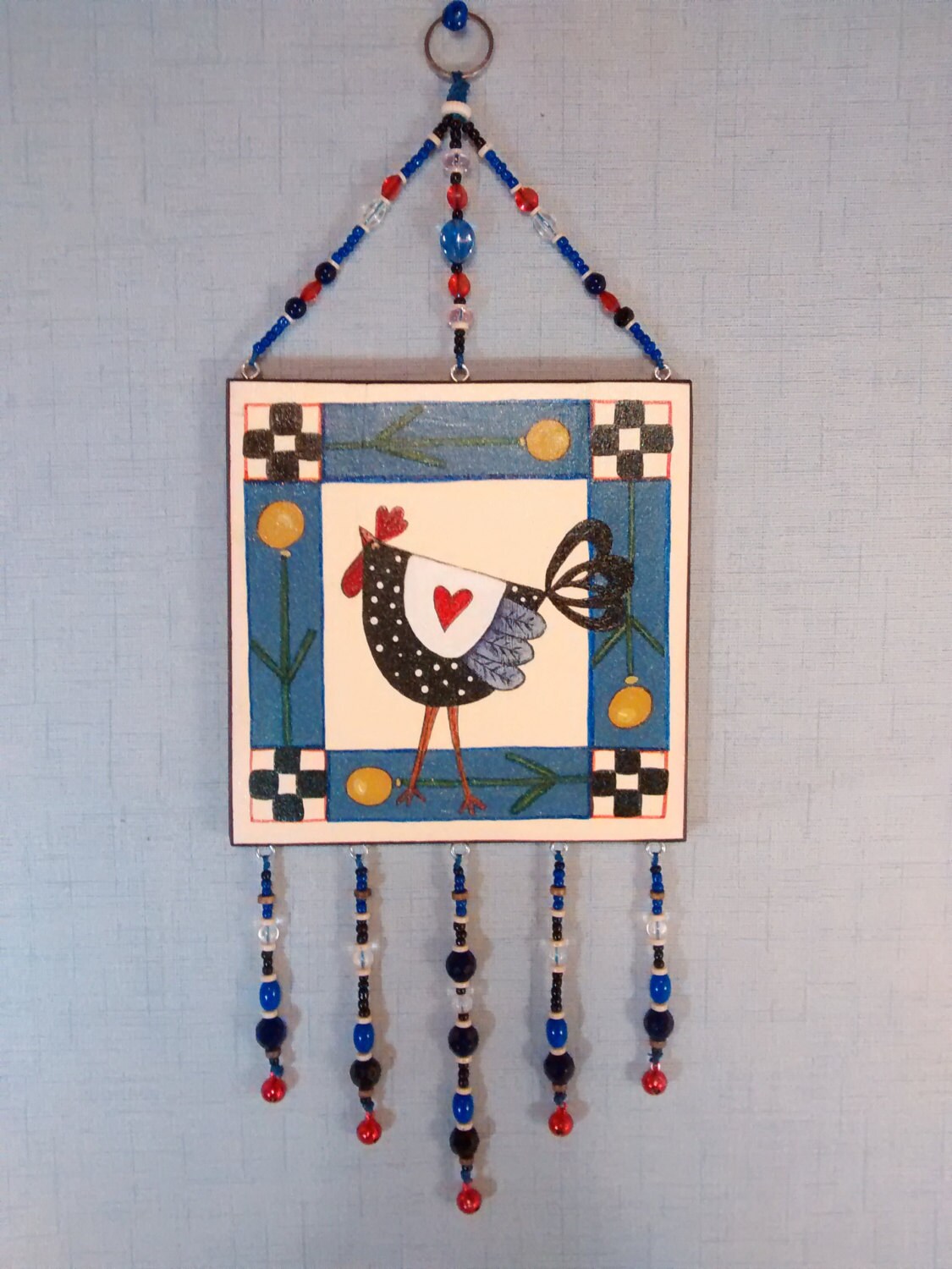 Chicken wall art kitchen chicken decor funny/funky Folk Art | Etsy