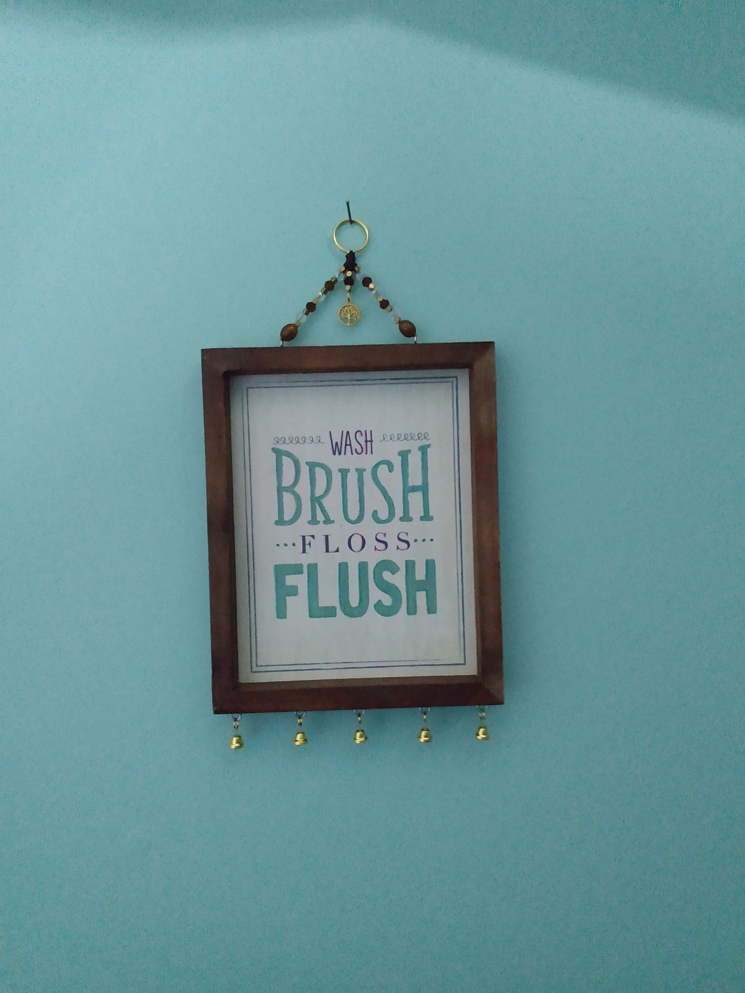 bathroom-decor-sign-wash-brush-floss-flush-framed-blue-purple