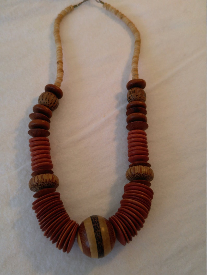 Multiple Woods Necklace of Hand-rubbed Beads image 2