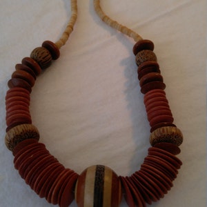 Multiple Woods Necklace of Hand-rubbed Beads image 4