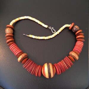 Multiple Woods Necklace of Hand-rubbed Beads image 1