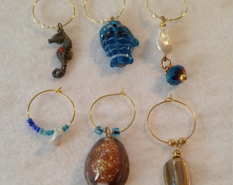 Ocean Theme Wine Charms