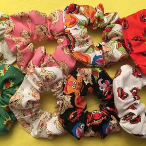 The Muppets  scrunchie collection - 12 Styles to choose from -  100% cotton - Miss Piggy - kermit - Animal - Beaker