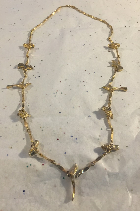 Vintage Gold Tone necklace with Animal Beads
