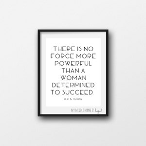 Impression de devis imprimable, impression de citation d’art, affiche girl power, WEB DuBois, décor de bureau, impression typographique noir et blanc, impression de citation réussie