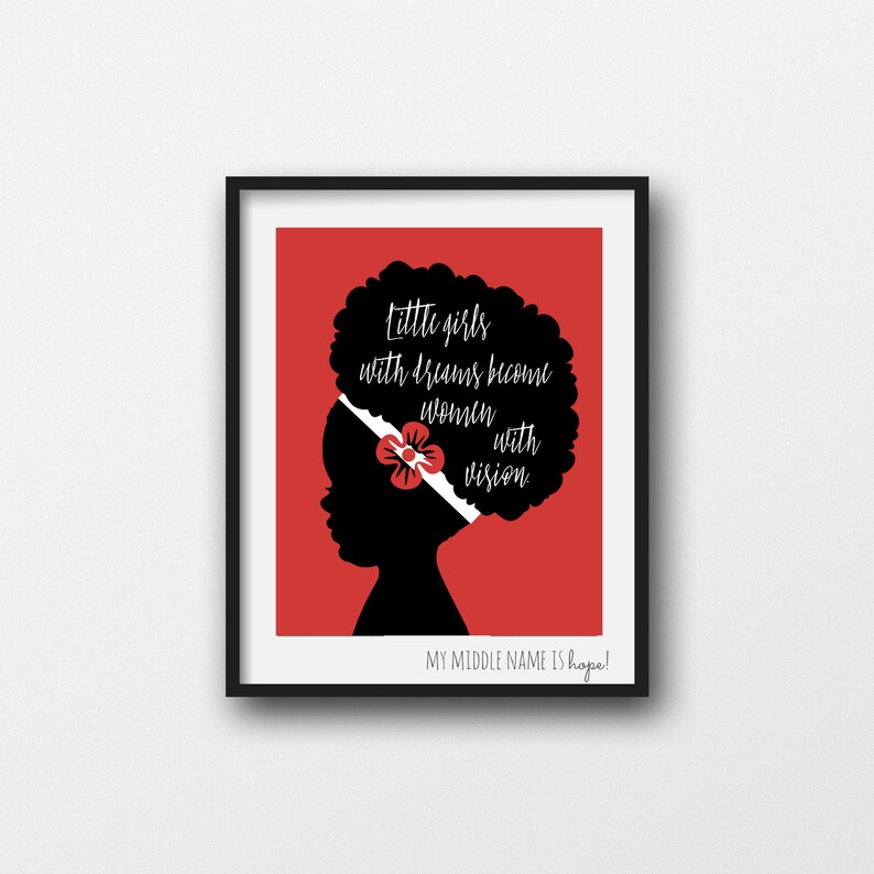 Little Girl Silhouette Delta Sigma Theta Red and White Afro - Etsy
