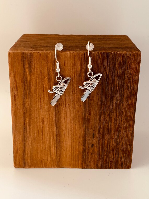 CHAINSAW BLADE AND FLOWER EARRING Chainsaw Earrings - Etsy