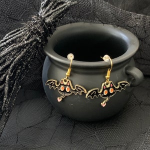 Bat Enamel Earrings