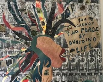 Collage Art Print: Peace Tea Wrappers, LifeWater Background (11x14)
