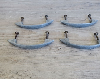 Set of 4 vintage drawer pulls, mid century dresser hardware, metal drawer handles