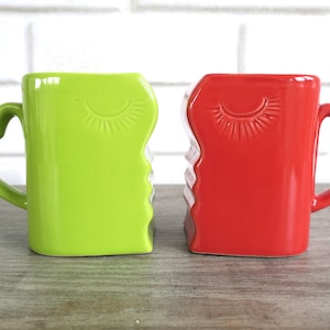 Cute Pair of Creamers, Green and Red Matching Milk Jugs, Vintage Dining and Serving