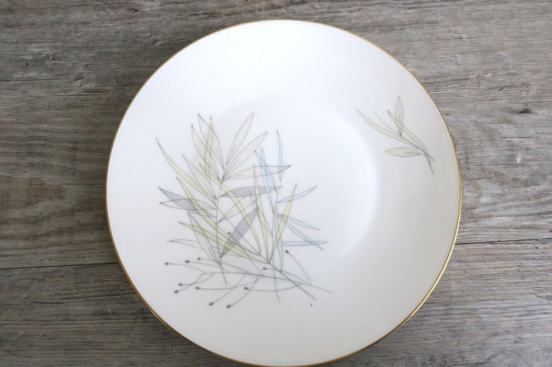 Set of 5 Rosenthal Continental Grasses Salad Plates Vintage Dining and Serving Mid Century Gold Rimmed China
